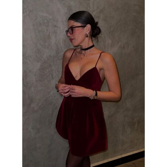 NWT ZARA SHORT VELVET DRESS VOLUMINOUS - Picture 12 of 17